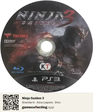Ninja Gaiden 3 PlayStation 3, Asia disc