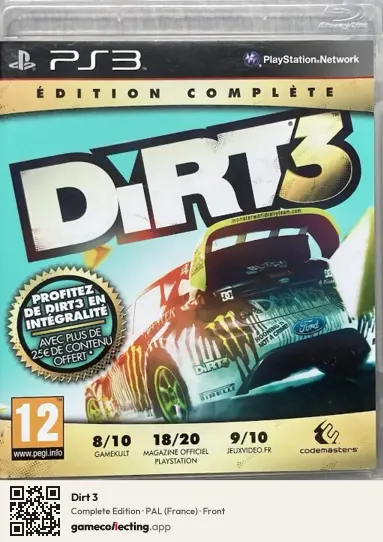 Dirt 3 PlayStation 3, France box front