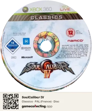 SoulCalibur IV Xbox 360, PAL disc