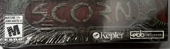 Scorn, the ESRB box on its front
