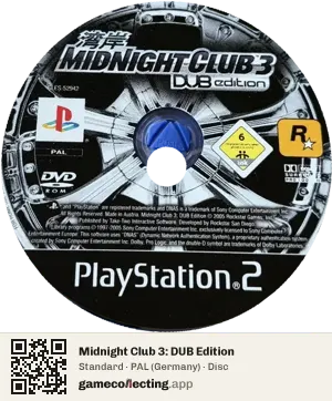 Midnight Club 3: DUB Edition PlayStation 2, PAL disc