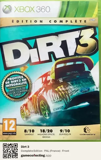 Dirt 3 Xbox 360, France box front