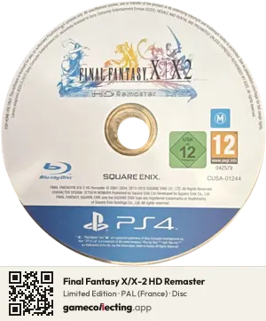 Final Fantasy X/X-2 HD Remaster PlayStation 4, PAL disc