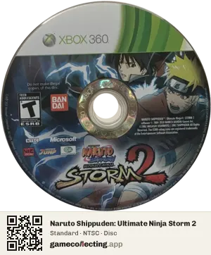 Naruto Shippuden: Ultimate Ninja Storm 2 Xbox 360, NTSC disc