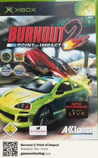 Burnout 2: Point of Impact Xbox, PAL box front