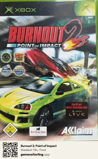 Burnout 2: Point of Impact Xbox, PAL box front
