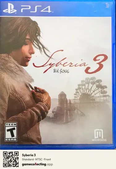 Syberia 3 PlayStation 4, NTSC box front