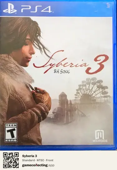 Syberia 3 PlayStation 4, NTSC box front