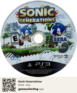 Sonic Generations PlayStation 3, NTSC disc