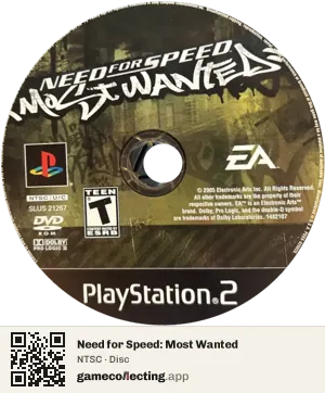 Need for Speed: Most Wanted PlayStation 2, NTSC disc
