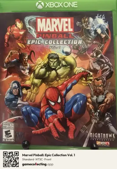 Marvel Pinball: Epic Collection Vol. 1 Xbox One, NTSC box front