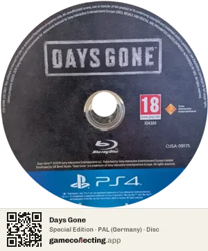 Days Gone PlayStation 4, PAL disc