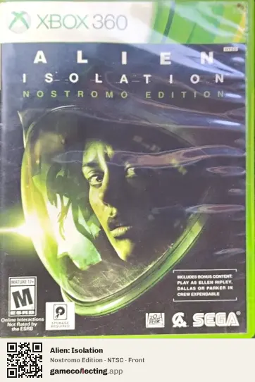 Alien: Isolation Xbox 360, NTSC box front
