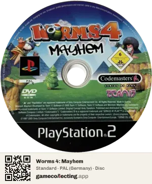 Worms 4: Mayhem PlayStation 2, PAL disc