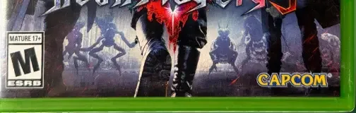 Devil May Cry 5, the ESRB box on its front