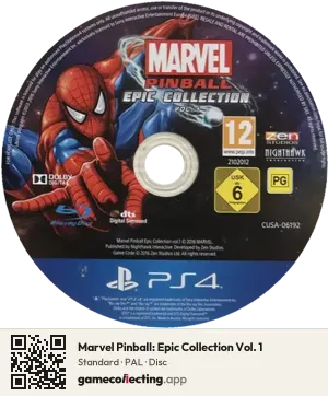 Marvel Pinball: Epic Collection Vol. 1 PlayStation 4, PAL disc