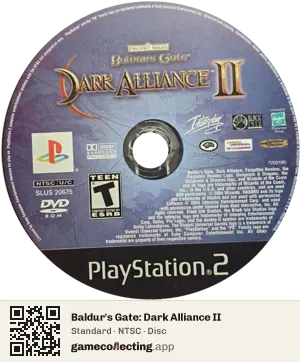 Baldur's Gate: Dark Alliance II PlayStation 2, NTSC disc