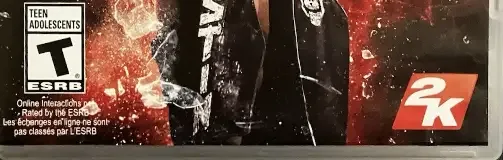 WWE 2K16, the ESRB box on its front