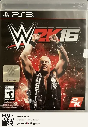 WWE 2K16 PlayStation 3, NTSC box front