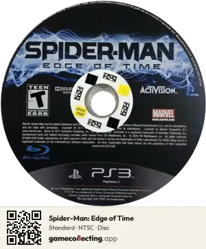Spider-Man: Edge of Time PlayStation 3, NTSC disc