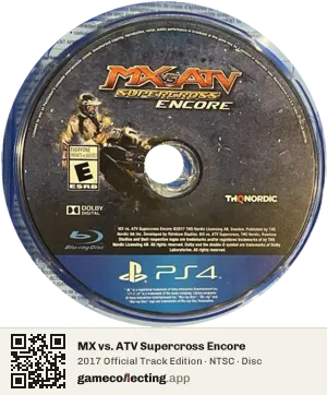 MX vs. ATV Supercross Encore PlayStation 4, NTSC disc