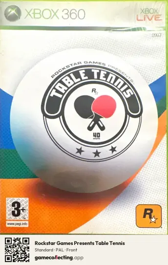Rockstar Games Presents Table Tennis Xbox 360, PAL box front
