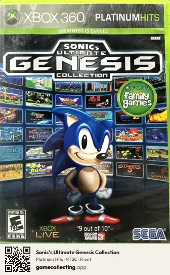 Sonic's Ultimate Genesis Collection Xbox 360, NTSC box front