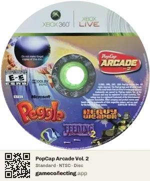 PopCap Arcade Vol. 2 Xbox 360, NTSC disc