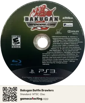 Bakugan Battle Brawlers PlayStation 3, NTSC disc