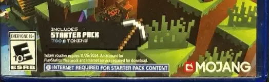 Minecraft, the ESRB box on its front