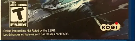 Dynasty Warriors Next, the ESRB box on its front