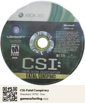 CSI: Fatal Conspiracy Xbox 360, NTSC disc