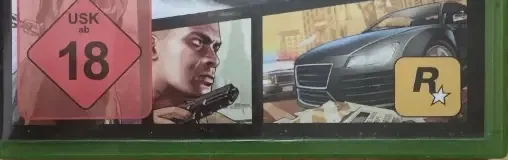 Grand Theft Auto V, the USK square on its front