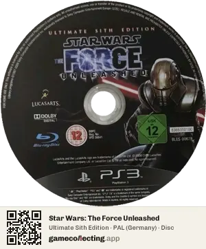 Star Wars: The Force Unleashed PlayStation 3, PAL disc