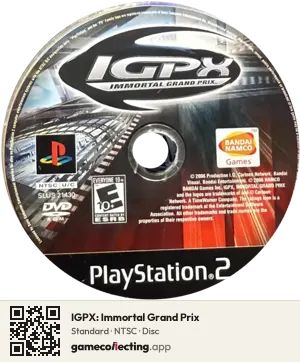 IGPX: Immortal Grand Prix PlayStation 2, NTSC disc