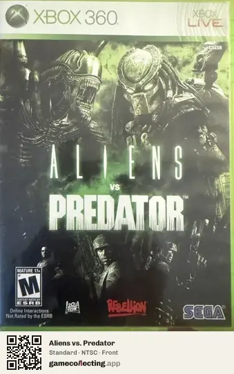 Aliens vs. Predator Xbox 360, NTSC box front