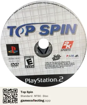 Top Spin PlayStation 2, NTSC disc