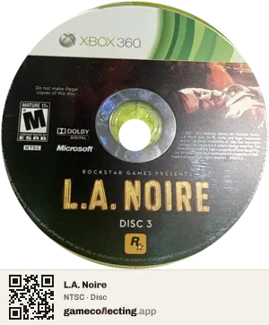 L.A. Noire Xbox 360, NTSC disc