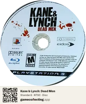 Kane & Lynch: Dead Men PlayStation 3, NTSC disc