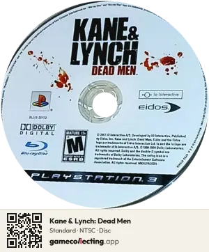 Kane & Lynch: Dead Men PlayStation 3, NTSC disc