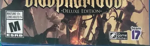 Blasphemous, the ESRB box on its front