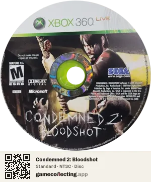 Condemned 2: Bloodshot Xbox 360, NTSC disc