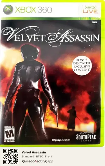Velvet Assassin Xbox 360, NTSC box front