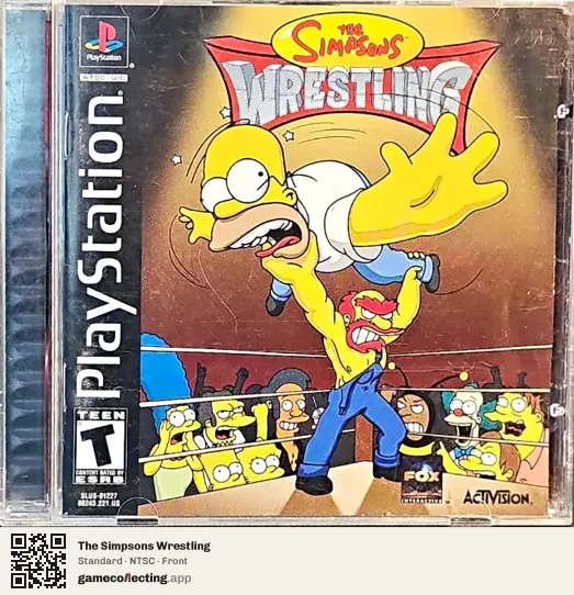 The Simpsons Wrestling PlayStation, NTSC box front