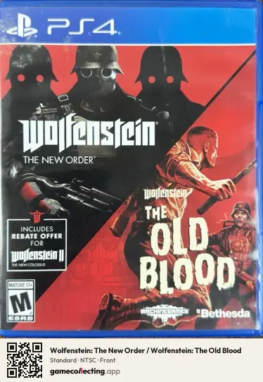 Wolfenstein: The New Order / Wolfenstein: The Old Blood PlayStation 4, NTSC box front