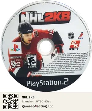 NHL 2K8 PlayStation 2, NTSC disc