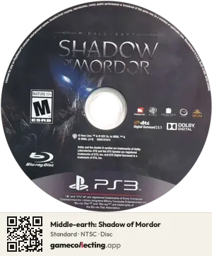 Middle-earth: Shadow of Mordor PlayStation 3, NTSC disc