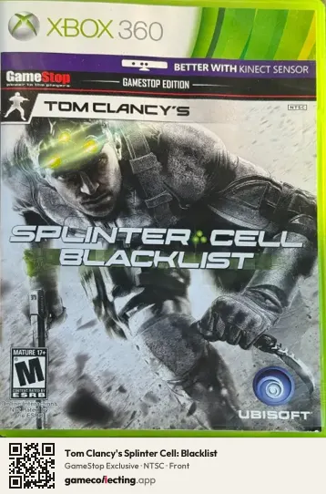 Tom Clancy's Splinter Cell: Blacklist Xbox 360, NTSC box front