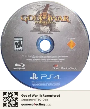 God of War III: Remastered PlayStation 4, NTSC disc