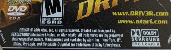 Driver 3, the ESRB box on its front